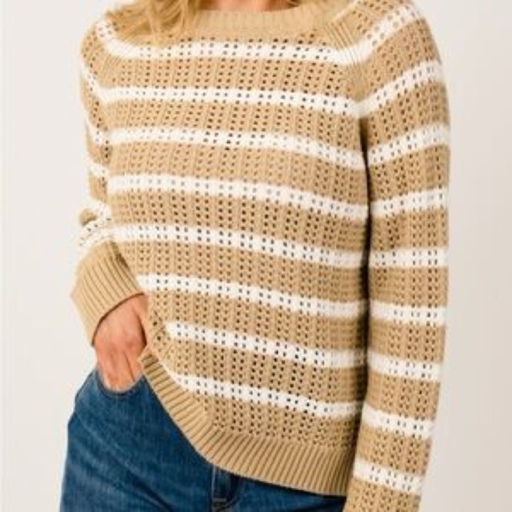 Able Taylor Mesh Sweater - Brown Sugar Stripe